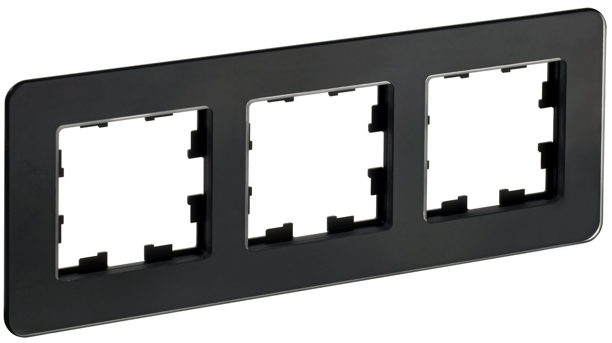 Рамка IEK BRITE DECOR Черный матовый стекло скругл.угол 3-мест. РУ-3-2-Бр RE BR-M32-G-41-K02