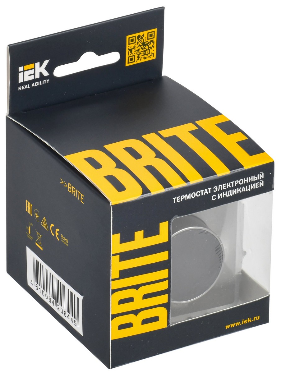 Термостат электронный IEK BRITE  с инд. ТС10-1-БрС сталь BR-RT11-K46