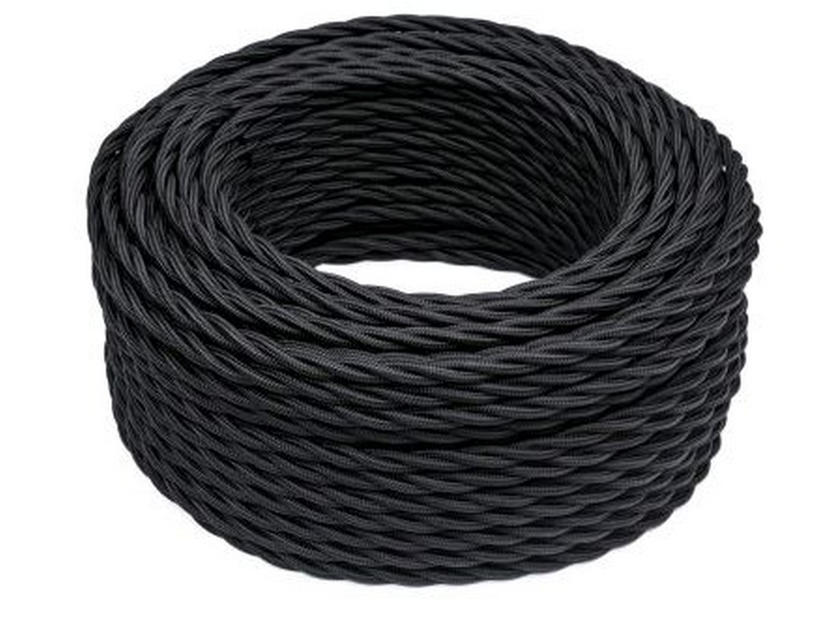 Витой ретро провод (кабель) Витой провод BIRONI Черный матовый 3*2,5 20м B1-435-73-20 