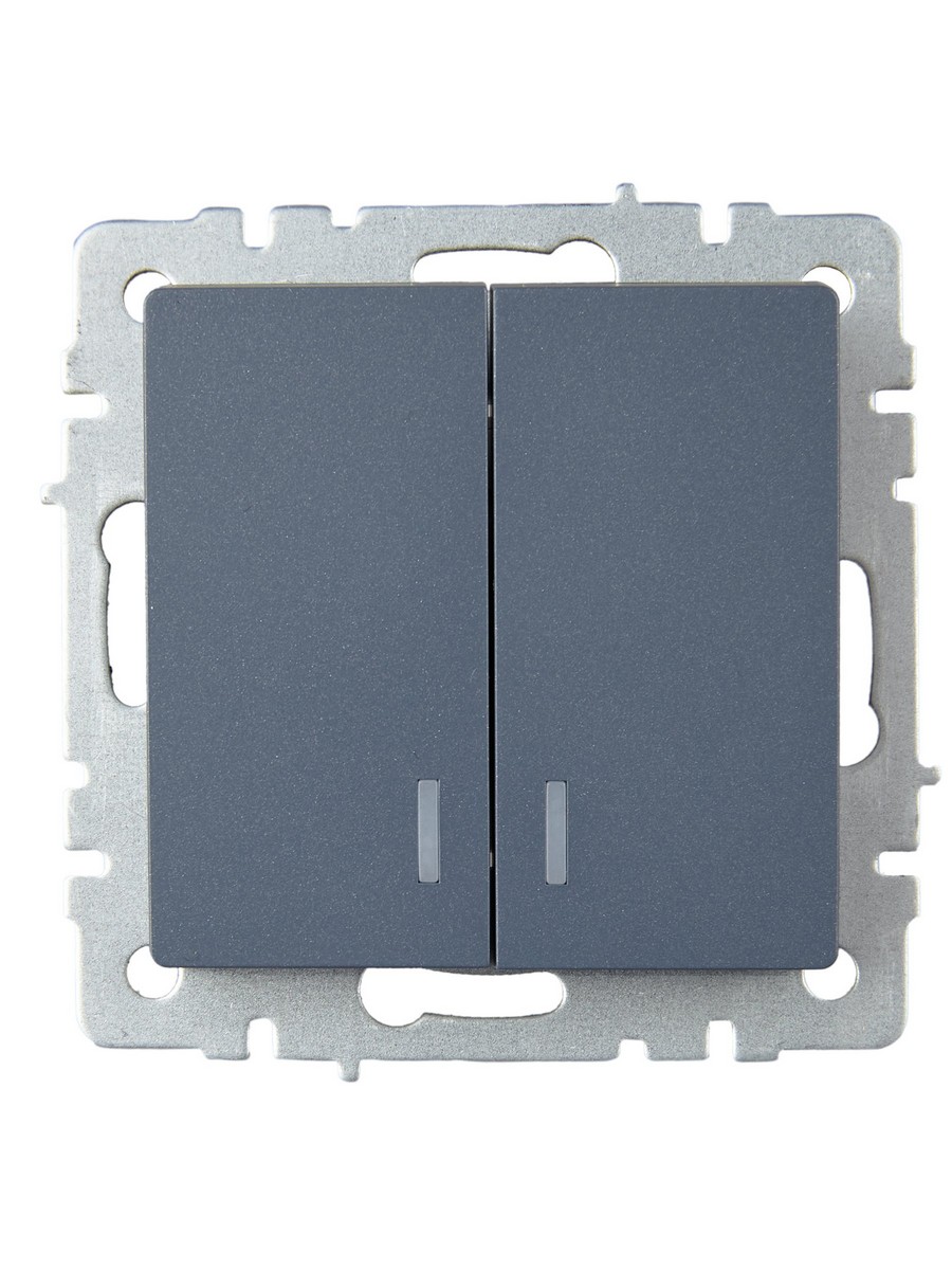 Выключатель IEK BRITE 2-клавишный с индикацией 10А ВС10-2-1-БрМ маренго BR-V20-1-10-K35