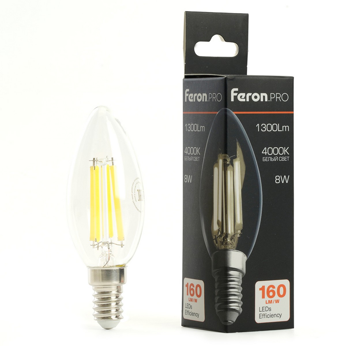 E14 Лампа светодиодная Feron.PRO LB-1208 Свеча E14 8W 175-265V 4000K 51248 