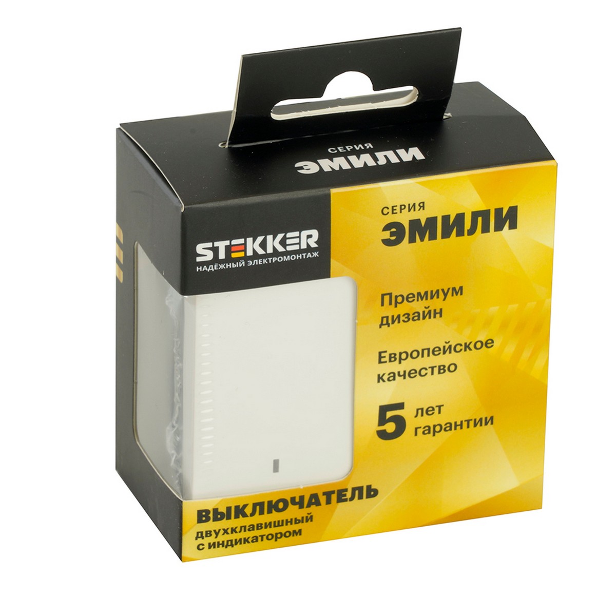 Выключатель 2-клавишный c индикатором STEKKER Эмили RSW10-5102-01 белый фарфор soft touch 49864
