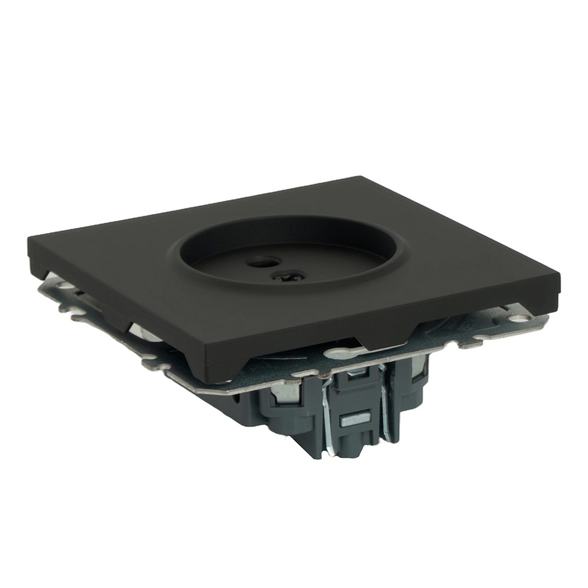 Розетка 1-ая с защитной шторкой б/з STEKKER Эмили RST16-5109-05 черный уголь soft touch 49850