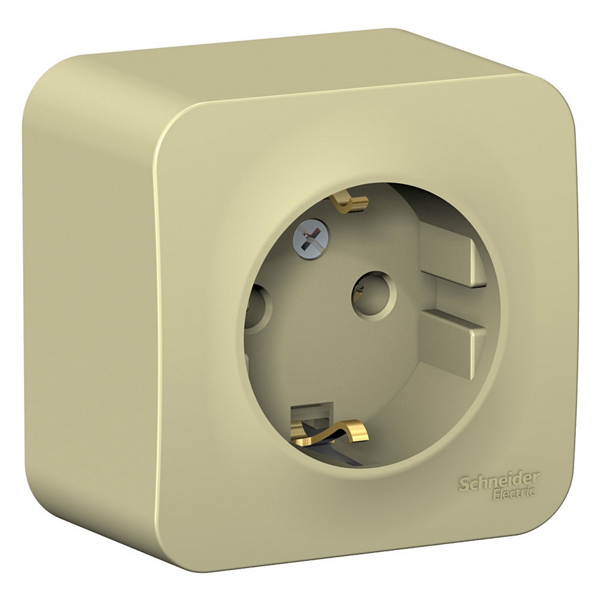 Blanca бежевые розетки и выключатели Розетка SE Blanca с/з Бежевый наружный без шторок изолир. пластина BLNRA010117