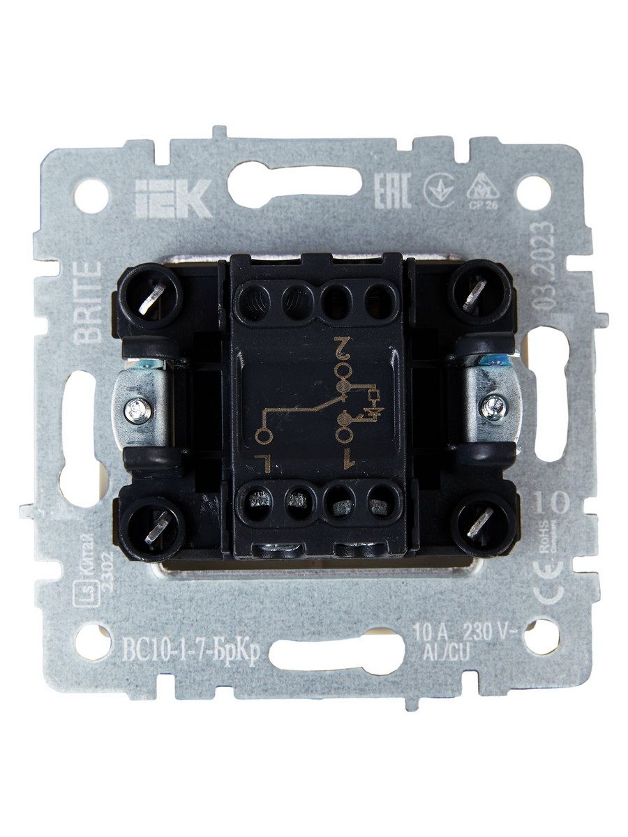 IEK Brite Черный Выключатель IEK BRITE BASE Черный 1-кл. прох. с инд. 10А ВС10-1-7-БрЧ BR-V12-1-10-K02