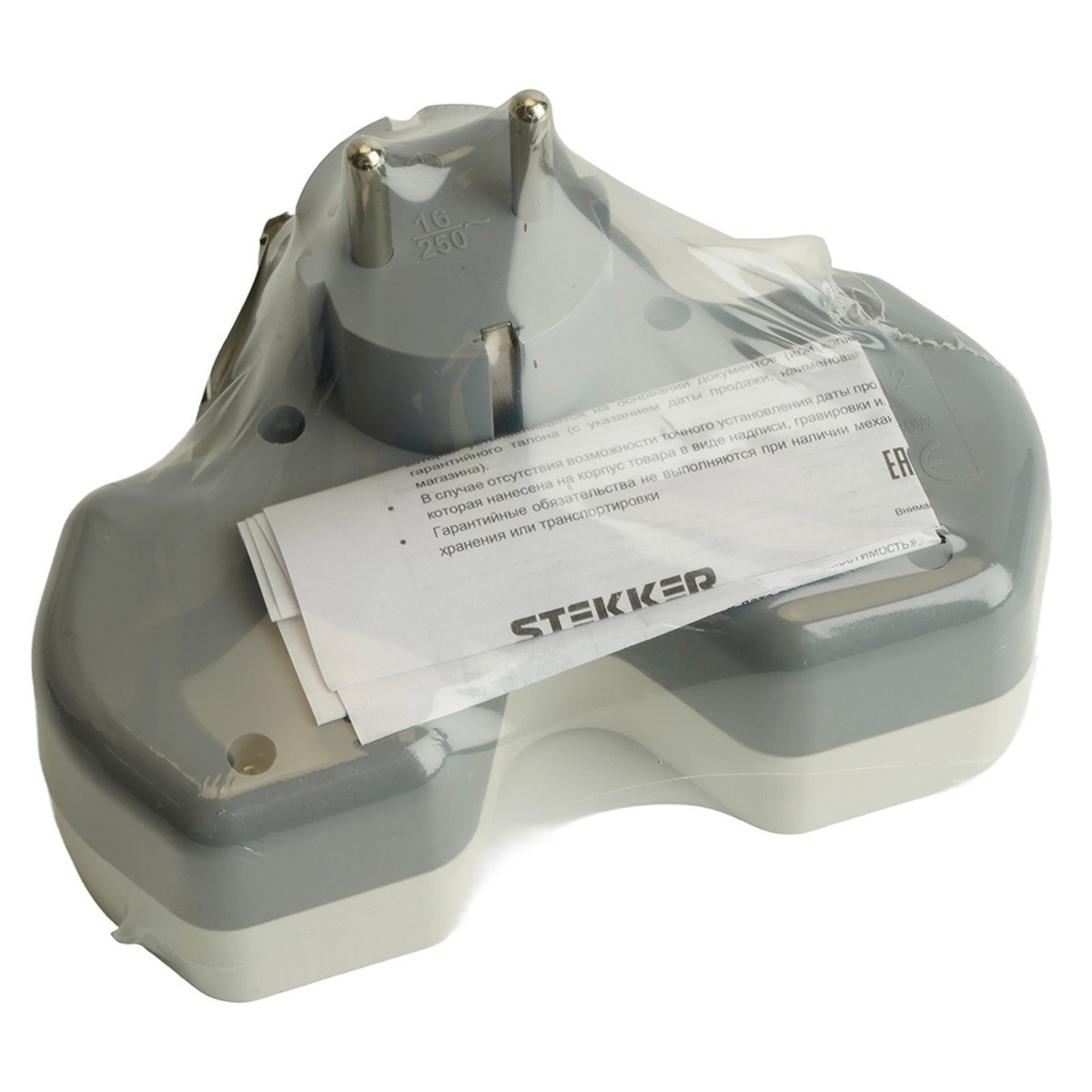 Колодки и удлинители, тройники Разветвитель сетевой 2-местный с/з STEKKER ADP16-15-20 и USB+Type C на 2.4А белый/серый 50071 