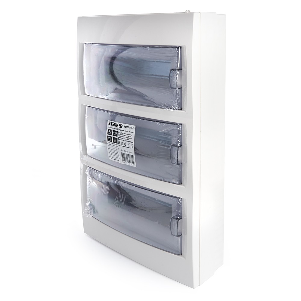 Пластиковые боксы и щиты Stekker Бокс настенный STEKKER EBX50-3/36-40 36 модулей, пластик, серия Standart 39650