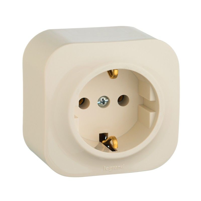 Накладные Розетки и выключатели Legrand Quteo Бежевый Розетка Legrand Quteo с заземлением бежевая 782241
