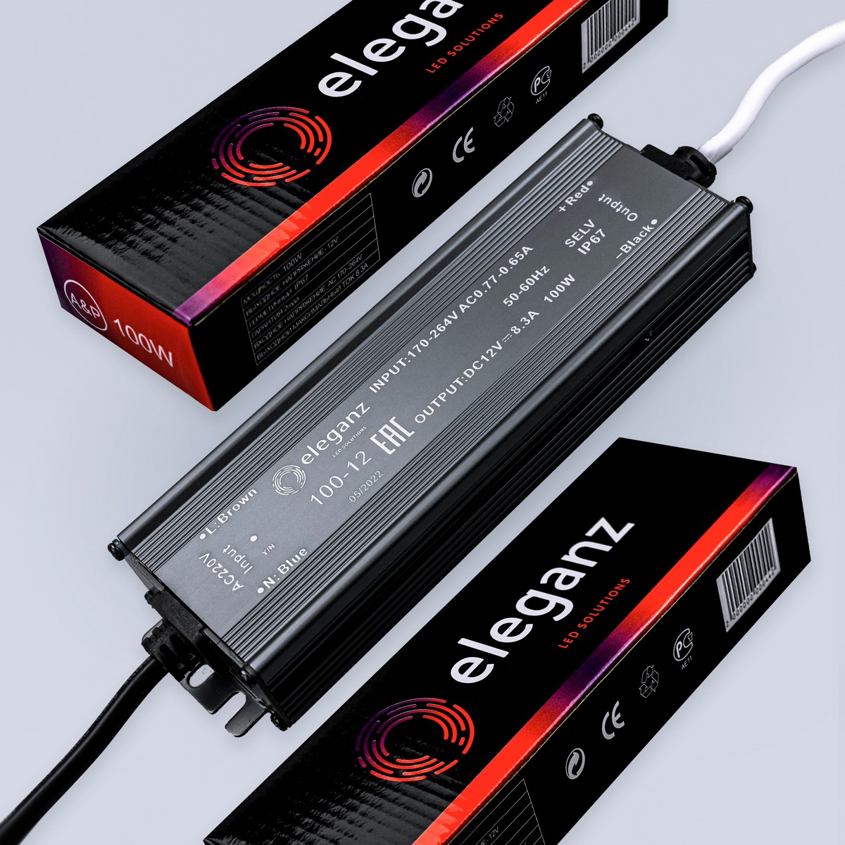 Блоки питания для светодиодной ленты Блок питания для светодиодной ленты Eleganz 12V 100W IP67 герметичный 1100 