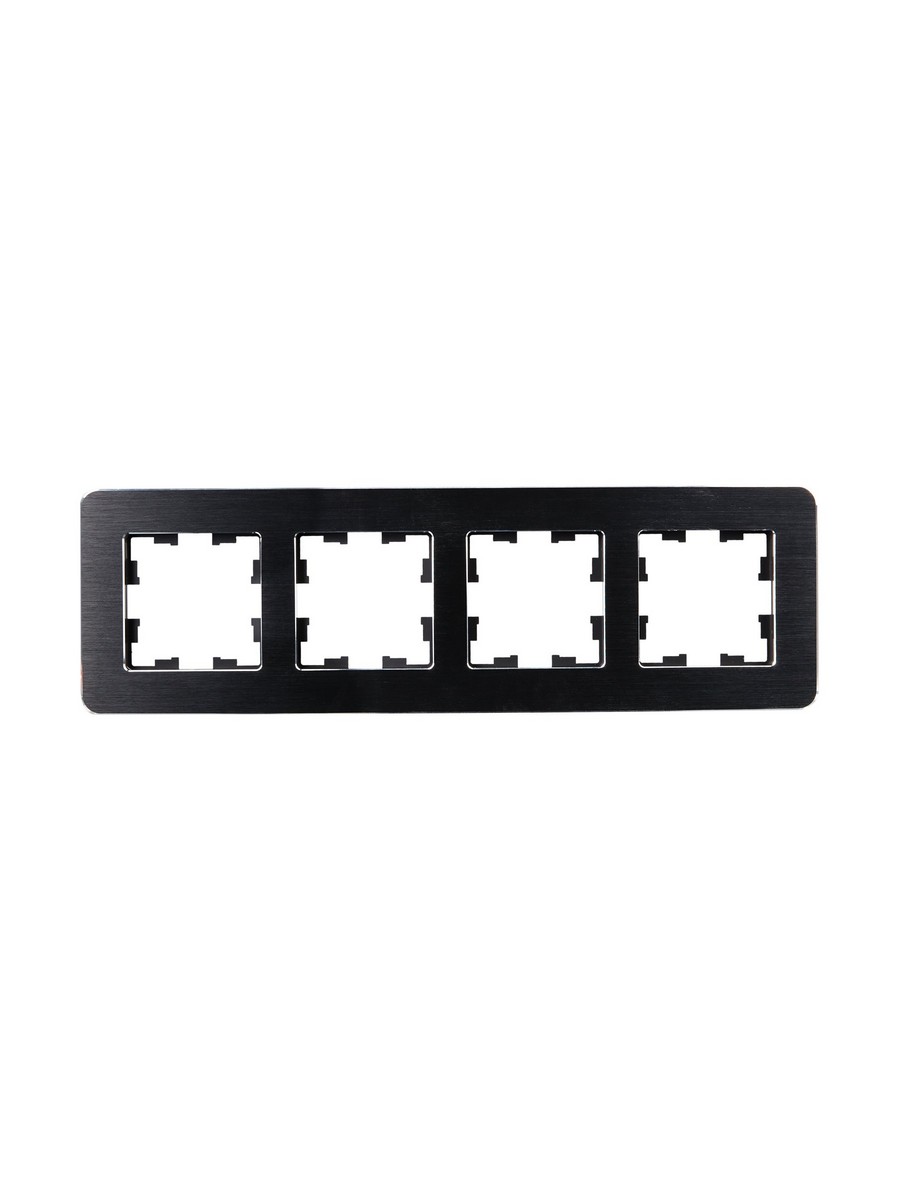Рамка IEK BRITE DECOR Черный/алюм металл. скругл.угол 4-м РУ-4-1-Бр RE AL BR-M42-M-21-K02