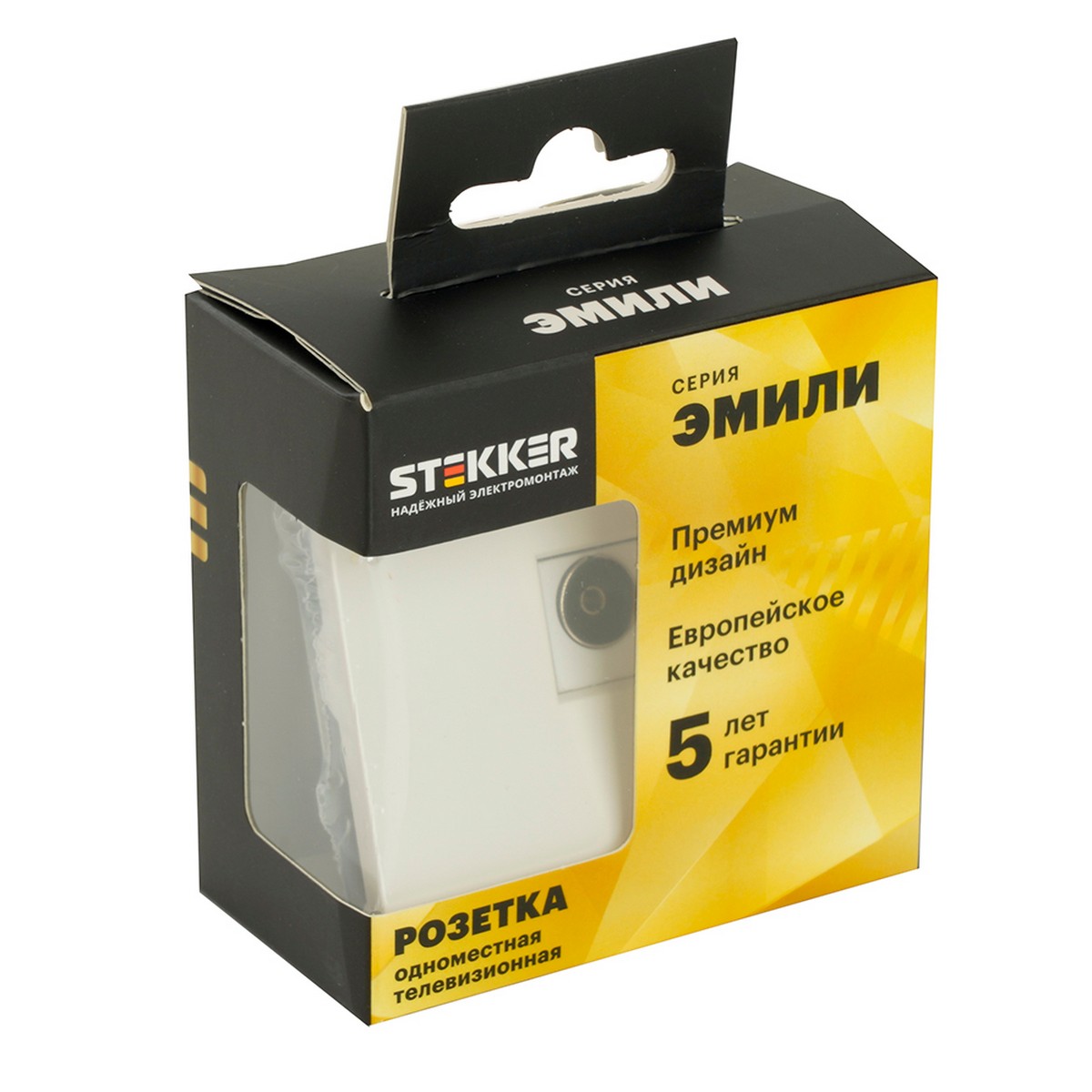 Розетка телевизионная 1-ая STEKKER Эмили RST00-5108-01 75 Ом 5-862МГц  белый фарфор soft touch 49875
