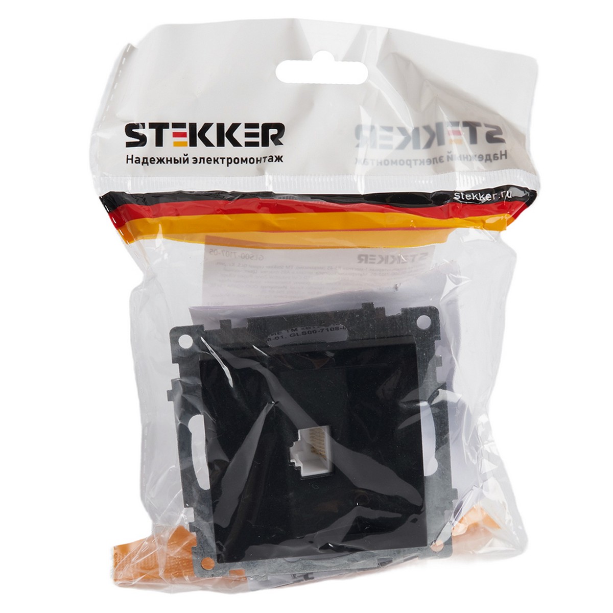 Катрин - Розетки и выключатели Stekker Розетка компьютерная 1-местная RJ-45 STEKKER GLS00-7107-05 Катрин черный 39613