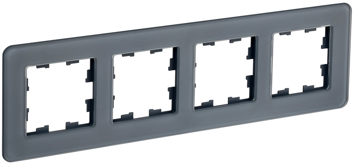 Рамка IEK BRITE DECOR Графит матовый стекло скругл.угол 4-м РУ-4-2-Бр RE BR-M42-G-41-K53