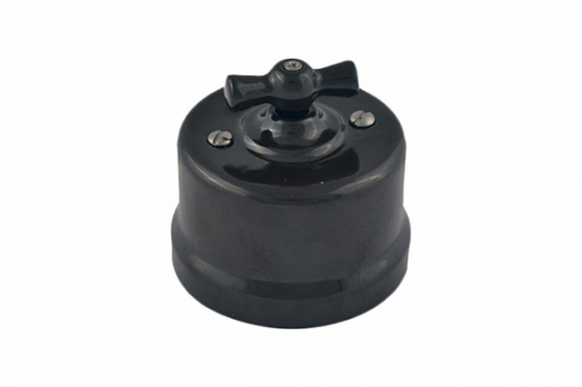 Bironi Лизетта - Ретро розетки и выключатели Выключатель BIRONI Лизетта Керамика Черный 2-кл B1-202-03