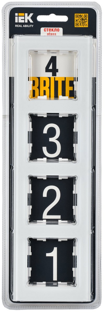 Рамка IEK BRITE 4-местная РУ-4-2-БрБ стекло белый BR-M42-G-K01