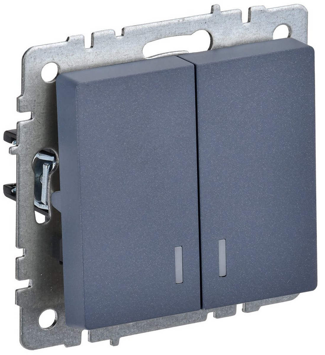 Выключатель IEK BRITE 2-клавишный с индикацией 10А ВС10-2-1-БрМ маренго BR-V20-1-10-K35