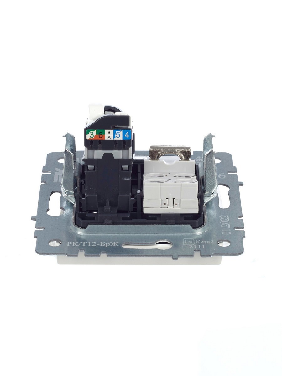 Розетка IEK BRITE двойная RJ11+RJ45 кат.5E РК/Т12-БрЖ жемчуг BR-KT20-O-1-K36