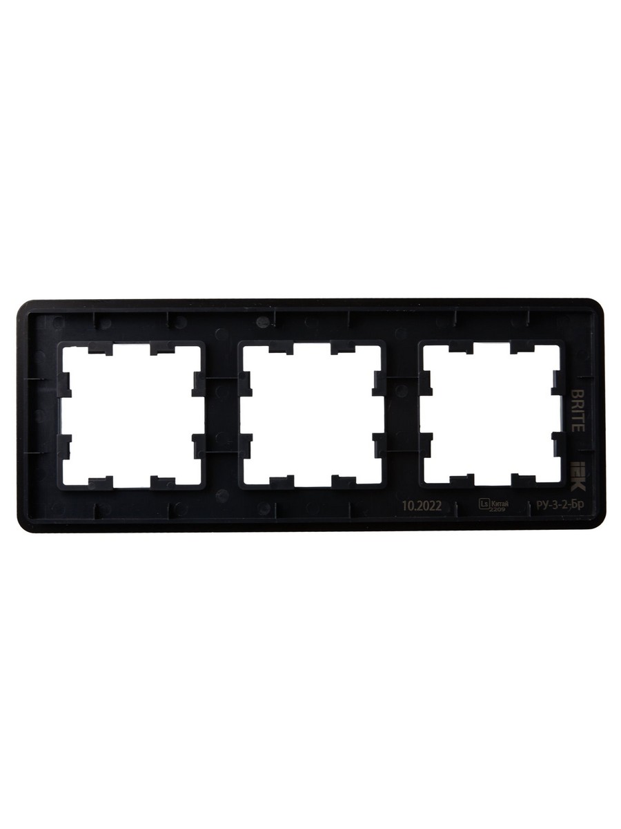 Рамка IEK BRITE DECOR Черный матовый стекло скругл.угол 3-мест. РУ-3-2-Бр RE BR-M32-G-41-K02