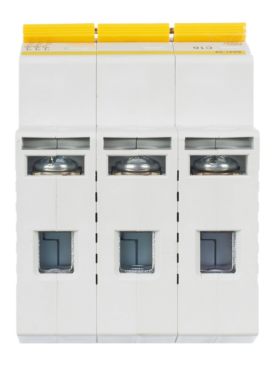 3 полюсные (трехполюсные) Автоматический выключатель IEK KARAT ВА47-29 3Р 16А 4,5кА х-ка С MVA20-3-016-C 