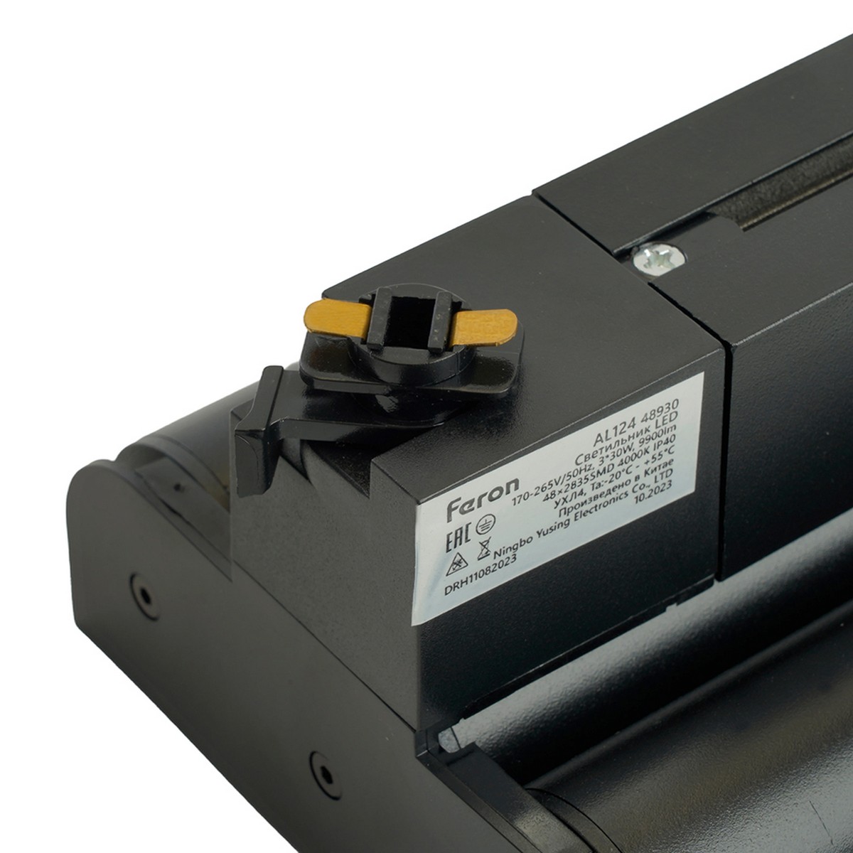 Трековые светодиодные светильники Светодиодный светильник Feron AL124 трековый на шинопровод 3*30W 4000K 60 градусов черный 48930 