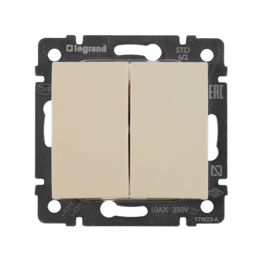 Legrand Valena Classic Кремовый Переключатель Legrand Valena Крем 2-х клавишный 774308