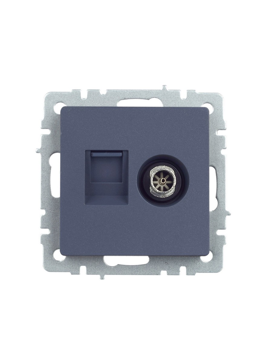 Розетка IEK BRITE двойная TV+RJ45 кат.5E РТВ/РК12-БрМ маренго BR-AK20-1-K35