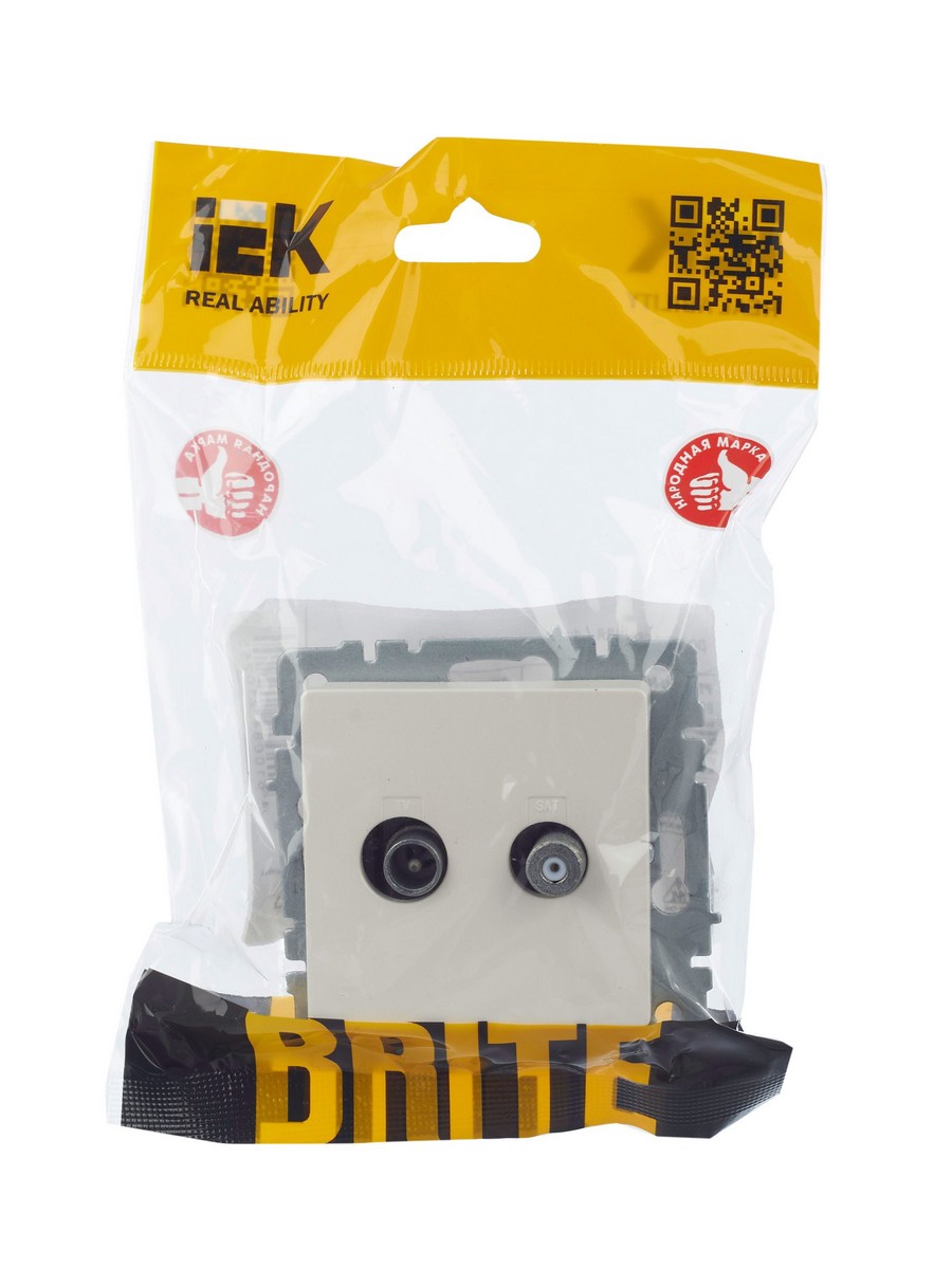 IEK Brite Жемчуг Розетка IEK BRITE двойная TV+SAT РТВ/РСп12-БрЖ жемчуг BR-AF20-O-K36