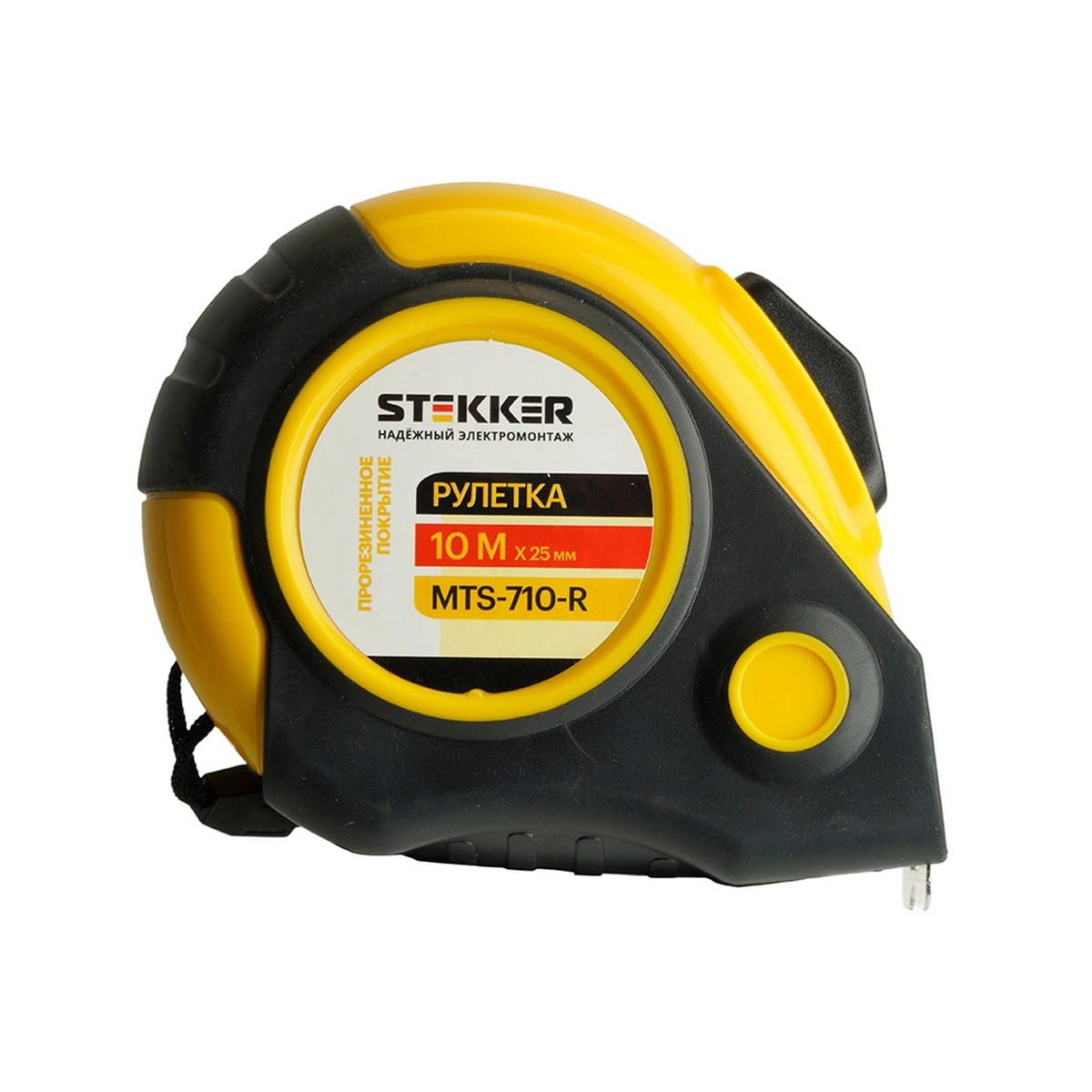 Рулетка STEKKER MTS-710-R 10 м х 25 мм, прорезиненное покрытие, автостоп 50204