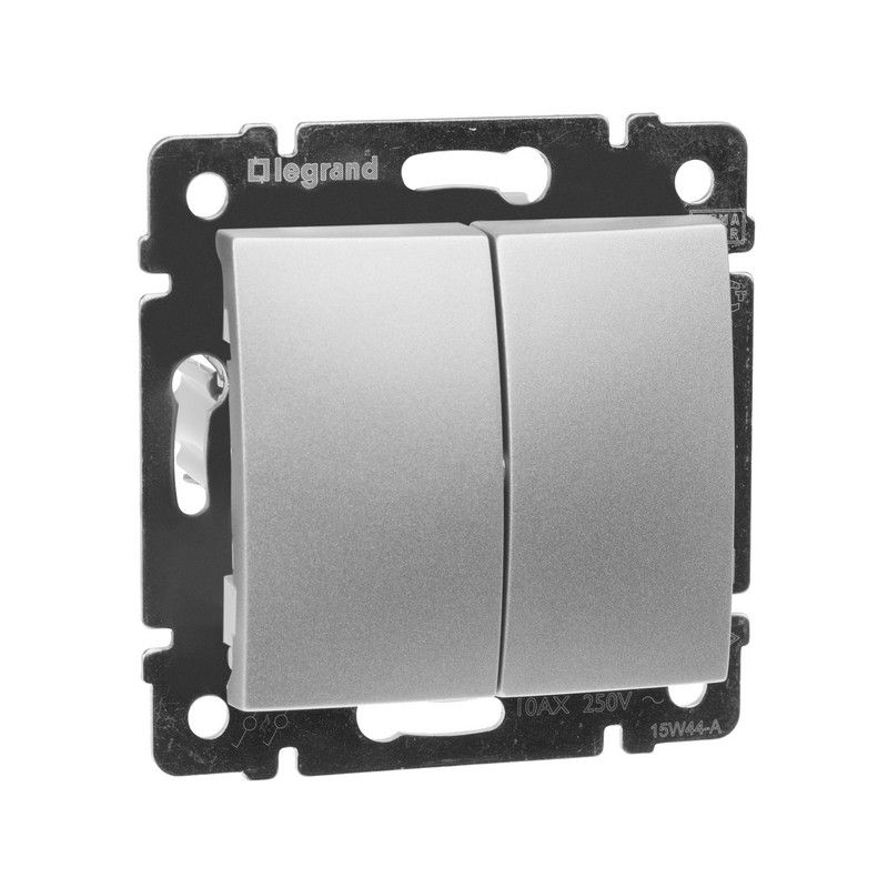 Legrand Valena Classic Алюминий Переключатель Legrand Valena Алюминий 2-х клавишный 770108