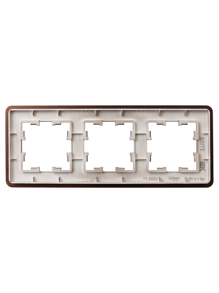 Рамка IEK BRITE DECOR Коричневый металл. скругл.угол 3-мест. РУ-3-1-Бр RE AL BR-M32-M-21-K30