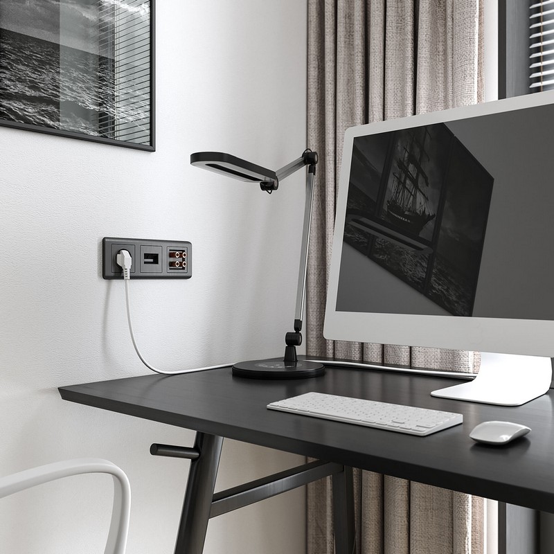 Werkel Графит рифленый механизмы Накладка Werkel для розетки Еthernet RJ-45 двойной (графит рифленый) W1191104