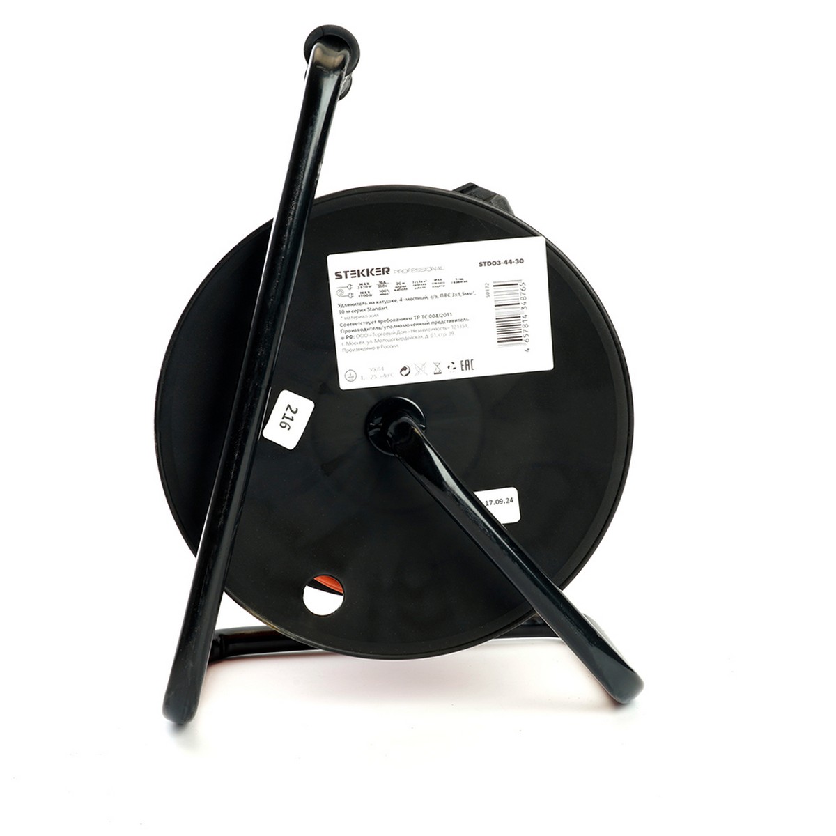 Удлинитель на катушке Stekker STD03-44-30 Standart 4-местный с/з ПВС 3*1,5 оранжевы IP44 30м 50172