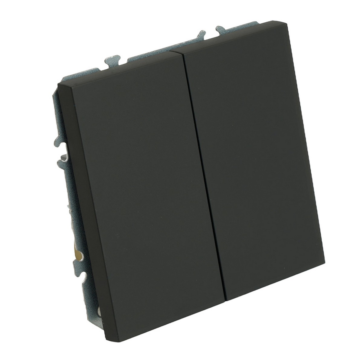 Переключатель 2-клавишный STEKKER Эмили RSW10-5107-05 черный уголь soft touch 49843