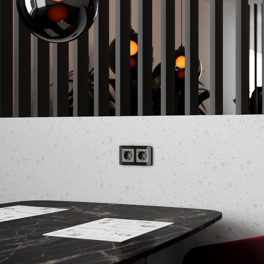 Werkel Графит акрил Розетка Werkel с заземлением, шторками и USB тип A+C (графит акрил) W11717440