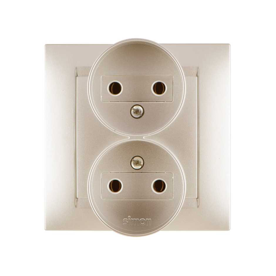 Розетки и выключатели Simon 15 Шампань Розетка б/з Simon 15 Шампань 2-ая 16А 1590457-034