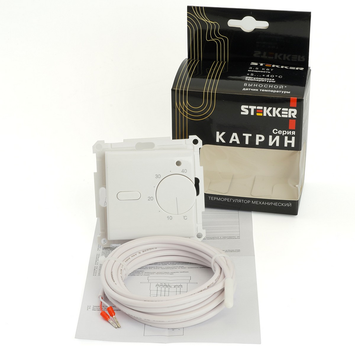 Терморегулятор механический STEKKER GLS00-7117-01 250V 3500W Катрин белый 49740