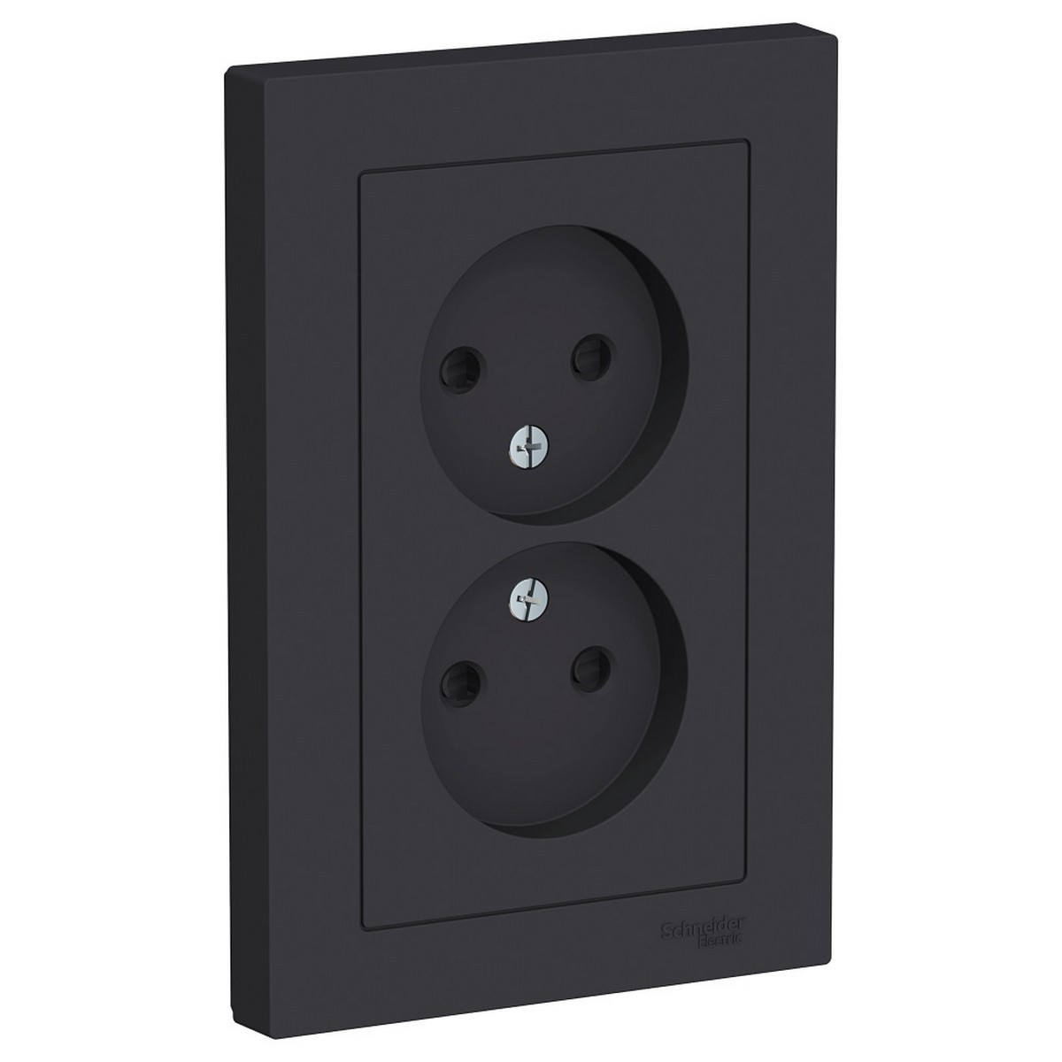 Розетка Systeme Electric AtlasDesign Карбон б/з двойная, со шторками,16А, в сборе ATN001022