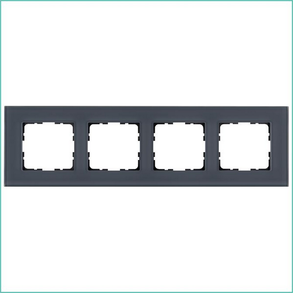 JASMART G - розетки и выключатели Рамка JASMART 4-постовая стекло Маренго GLASS G1004GC