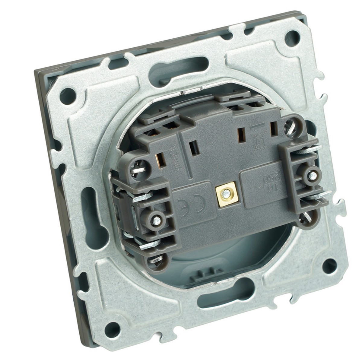 Эмили - Розетки и выключатели Stekker Розетка 1-ая с защитной шторкой б/з STEKKER Эмили RST16-5109-10 платиново-серый soft touch 49954