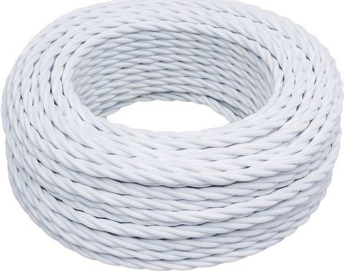 Витой ретро провод (кабель) Витой провод BIRONI Белый матовый 2*1,5 10м B1-424-71-10 