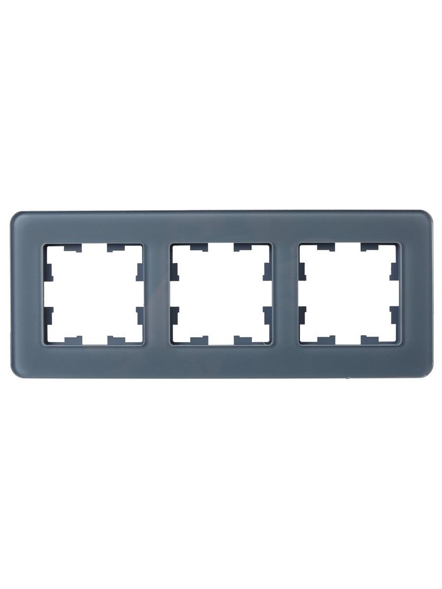 Рамка IEK BRITE DECOR Графит матовый стекло скругл.угол 3-м РУ-3-2-Бр RE BR-M32-G-41-K53