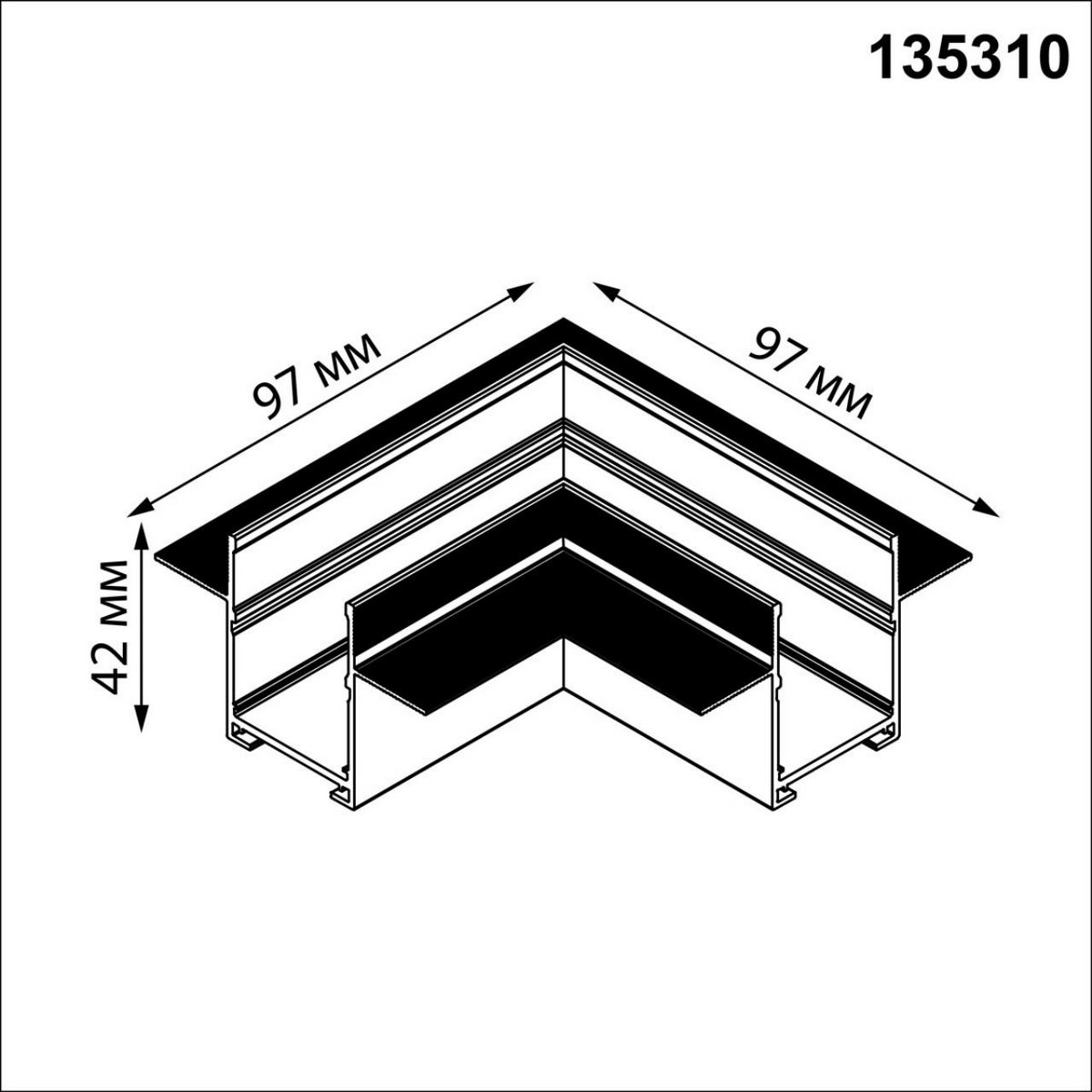 Трековые светодиодные светильники Соединитель L-образный для шинопровода встраиваемого в ГКЛ (135302-135303) NOVOTECH 135310 VECTOR 