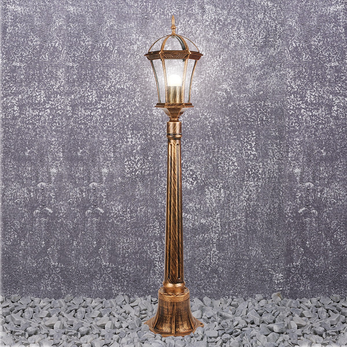 Уличные светильники столб Светильник садово-парковый Feron PL626 столб 60W 230V E27 205*180*1050мм черное золото 11619 