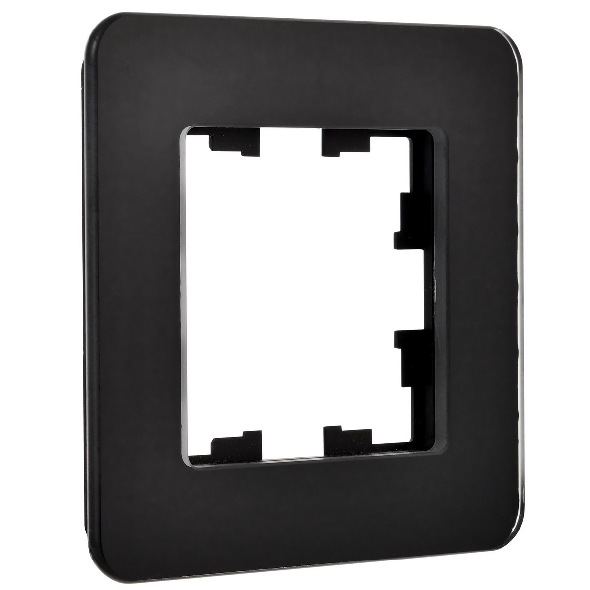 Рамка IEK BRITE DECOR Черный матовый стекло скругл.угол 1-мест. РУ-1-2-Бр RE BR-M12-G-41-K02