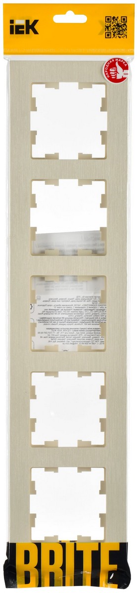 Рамка IEK BRITE DECOR Бежевый рифленый 5-м РУ-5-Бр BR-M52-51-K10