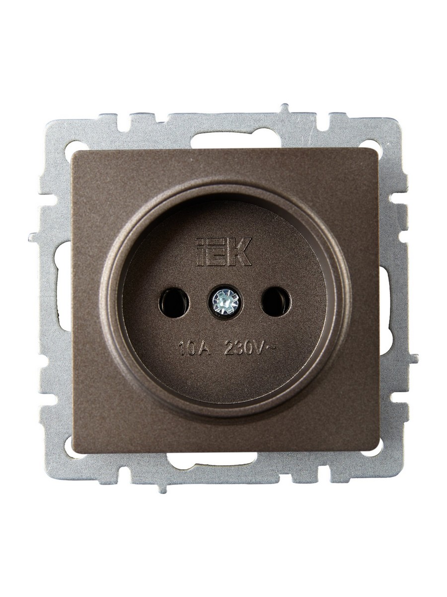 Розетка IEK BRITE 1-местная без заземления без защитных шторок 10А РС10-1-0-БрТБ темная бронза BR-R1