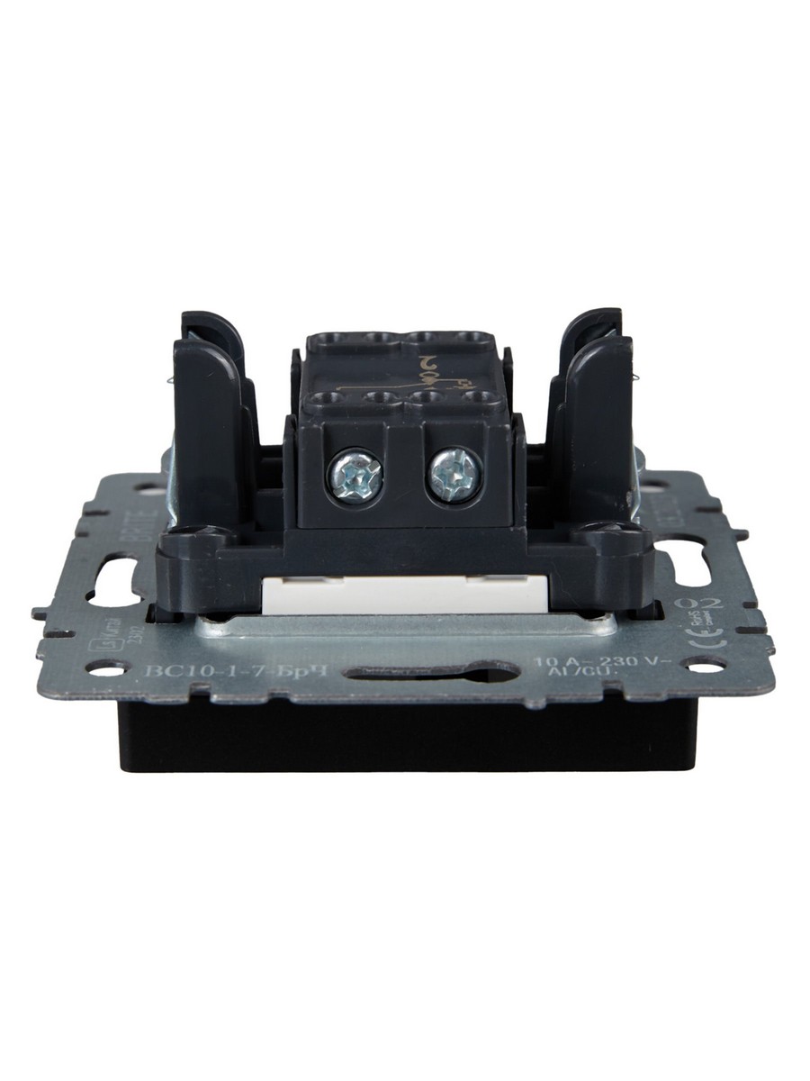 IEK Brite Черный Выключатель IEK BRITE BASE Черный 1-кл. прох. с инд. 10А ВС10-1-7-БрЧ BR-V12-1-10-K02