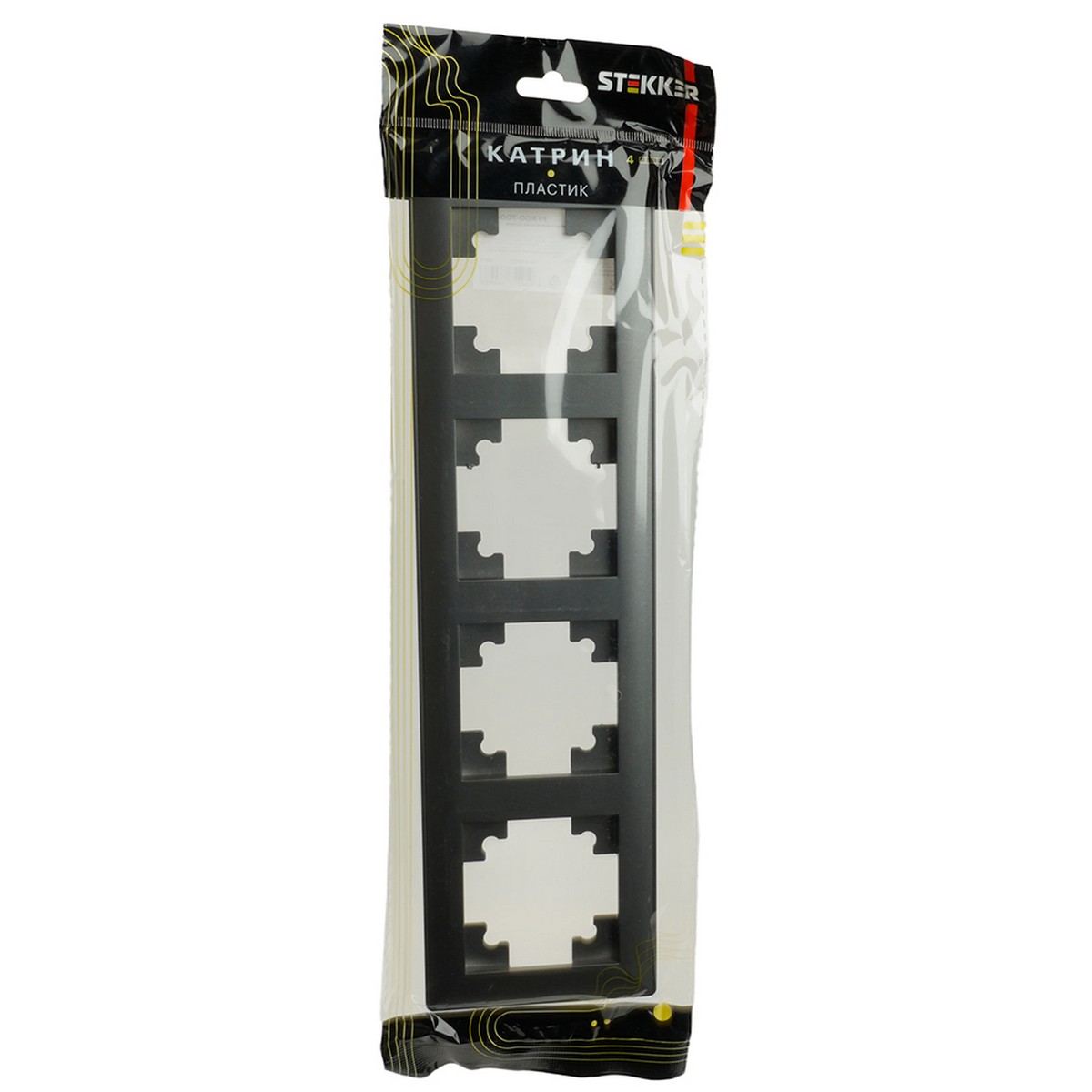 Катрин - Розетки и выключатели Stekker Рамка STEKKER 4-местная Катрин пластик графит PFR00-7004-06 39810