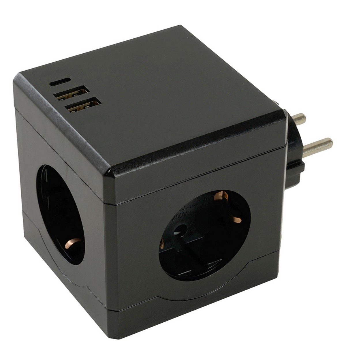 Колодки и удлинители, тройники Разветвитель сетевой 3-местный с/з STEKKER ADP16-33-22 USB A+ Type C 250B, 16A, черный 49658 