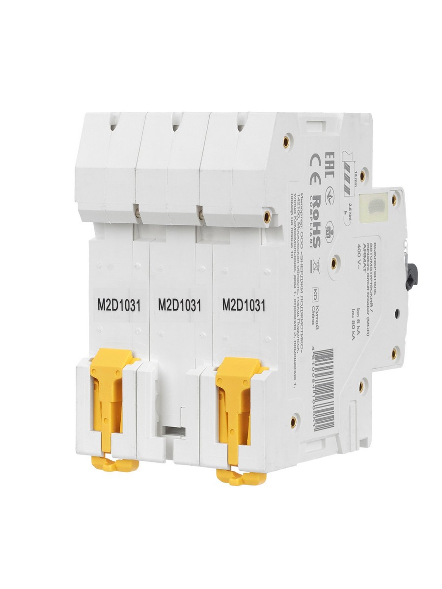 3 полюсные (трехполюсные) Автоматический выключатель IEK ARMAT M10N 3P D 10А AR-M10N-3-D010 
